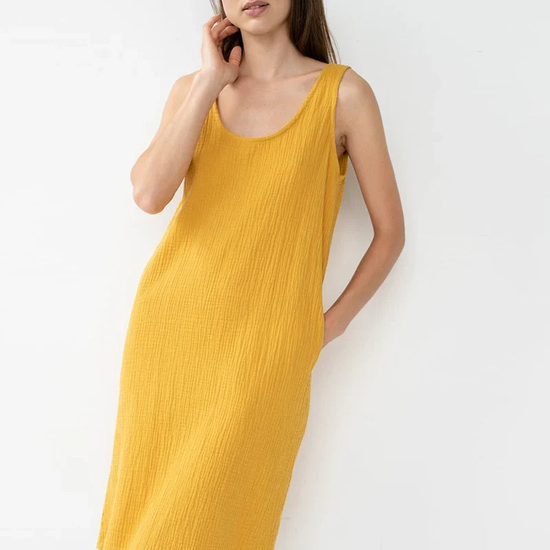 Mouwloze jurk met ronde hals - Bakkermode.nl