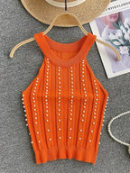 Prachtige top met parels - Bakkermode.nl