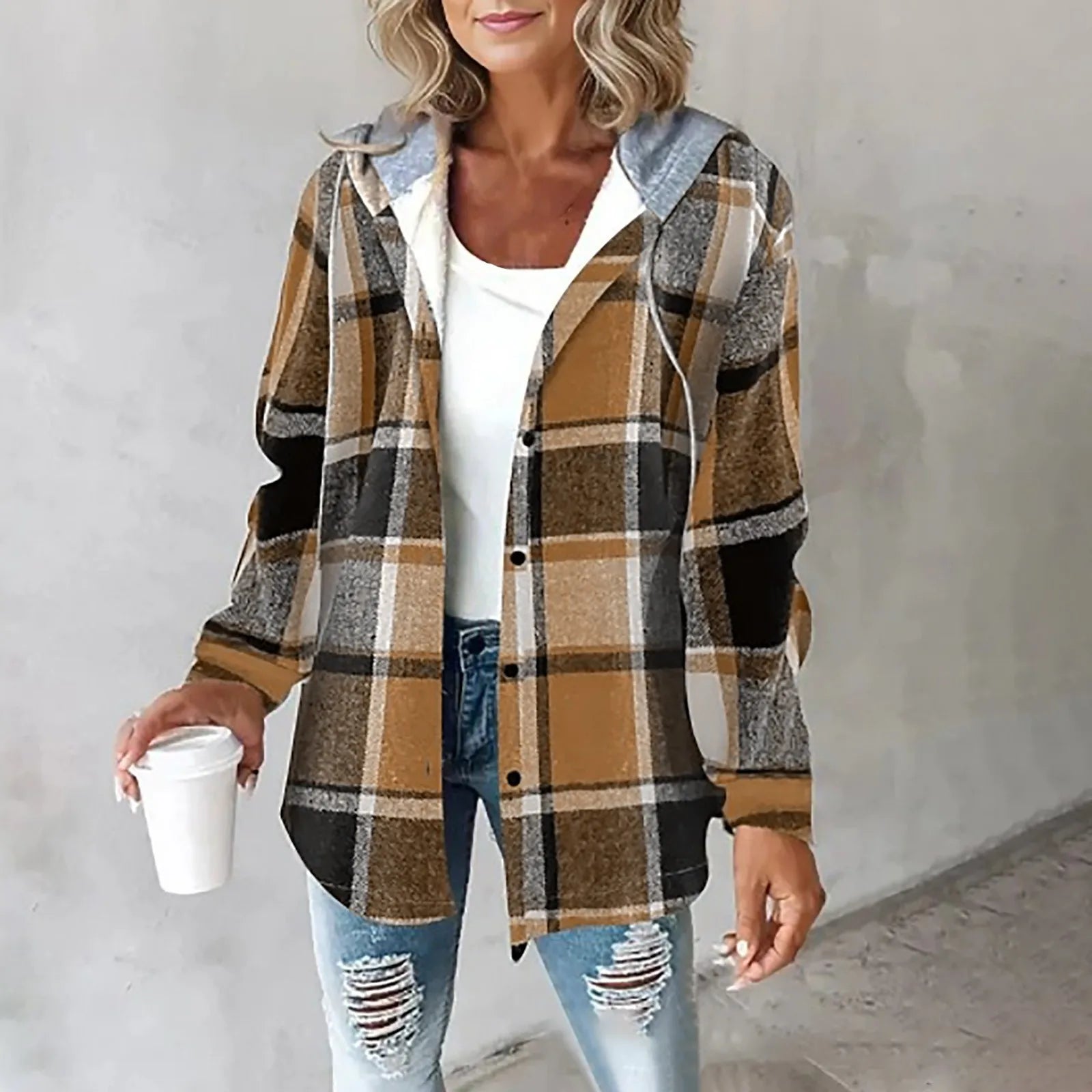 Geruite flanellen shirtjack - trendy oversized buitenjack voor stijlvolle dames