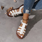 Witte gladiatorsandalen met gespen - Bakkermode.nl