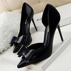 Dames hoge hakken met strikdetail - elegante spitse pumps voor vrouwen