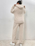 2-delige teddy tracksuit set - ultra-zachte dames loungewear met capuchon