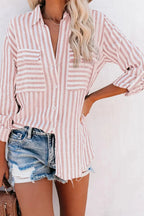 Dames gestreepte lange mouwen overhemd - veelzijdige casual mode