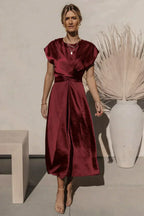 Satin wrap jurk - chique midi jurk voor speciale gelegenheden