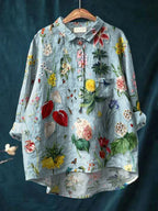 Dames shirts met een relaxte pasvorm - lichte blauwe bloemenprint voor de zomer