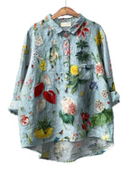 Dames shirts met een relaxte pasvorm - lichte blauwe bloemenprint voor de zomer
