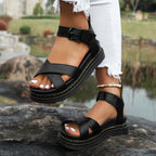 Dames zwarte sportieve sandalen - trendy strappy schoenen