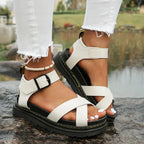 Dames zwarte sportieve sandalen - trendy strappy schoenen