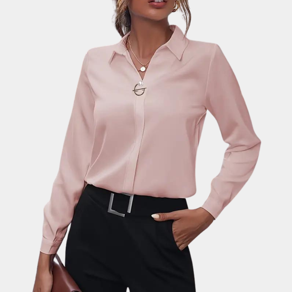Dames formele blouse - elegante lange mouw kantoor blouse - luchtig topje voor vrouwen