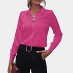 Dames formele blouse - elegante lange mouw kantoor blouse - luchtig topje voor vrouwen