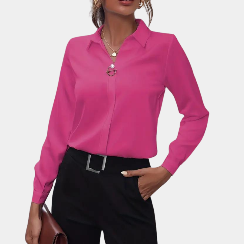Dames formele blouse - elegante lange mouw kantoor blouse - luchtig topje voor vrouwen