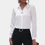 Dames formele blouse - elegante lange mouw kantoor blouse - luchtig topje voor vrouwen