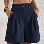Dames hoge taille shorts - chique geplooid ontwerp met zakken voor casual draagmomenten - dagelijkse stijl en flair