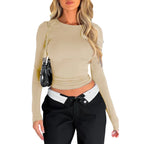 Fitted lange mouw top - dames stretchy top