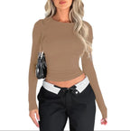 Fitted lange mouw top - dames stretchy top