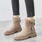 Stijlvolle beige dames winterboots met warme voering en stevige zool – comfortabele enkellaarzen - Bakkermode.nl