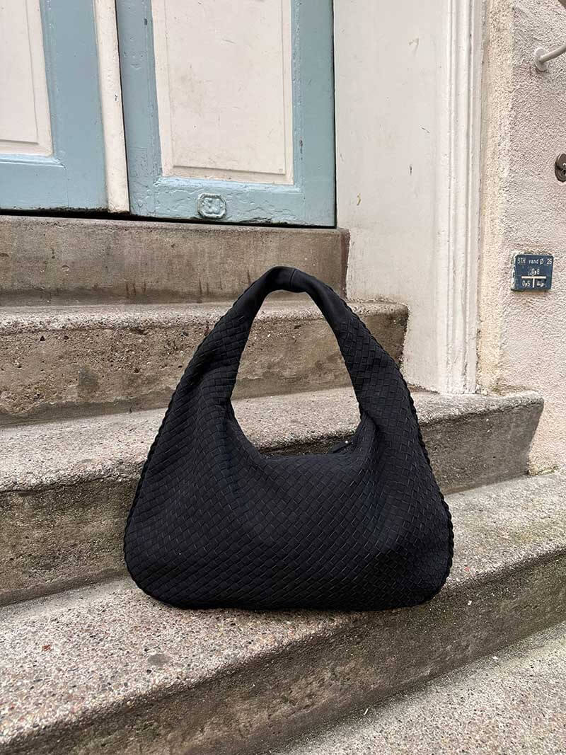 Vintage suède geweven tas voor dames - gevlochten schoudertas - Bakkermode.nl