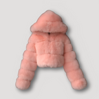 Cropped hoodie van imitatiebont - luxe dames jas met ritssluiting - Bakkermode.nl