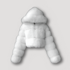 Cropped hoodie van imitatiebont - luxe dames jas met ritssluiting - Bakkermode.nl