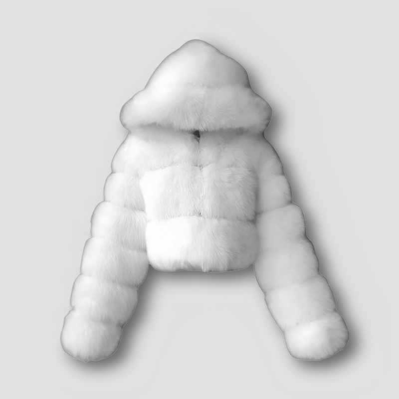 Cropped hoodie van imitatiebont - luxe dames jas met ritssluiting - Bakkermode.nl