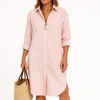 Dames casual shirtjurk - elegante knop-jurk met stijlvolle accessoires voor zomerse outfits