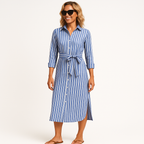 Dames casual shirtjurk - elegante knop-jurk met stijlvolle accessoires voor zomerse outfits