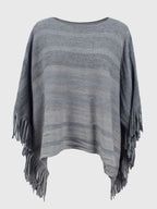 Dames poncho met franjes - stijlvolle gebreide wrap top
