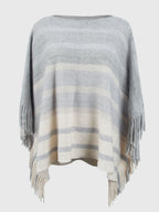 Dames poncho met franjes - stijlvolle gebreide wrap top