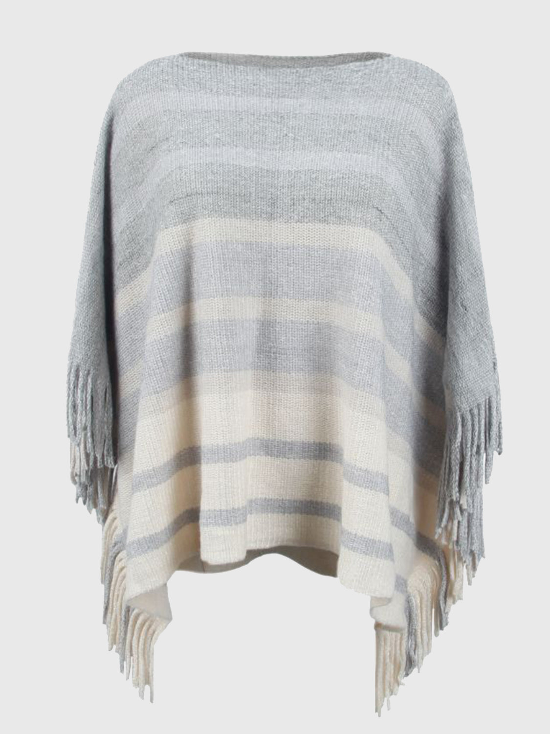 Dames poncho met franjes - stijlvolle gebreide wrap top