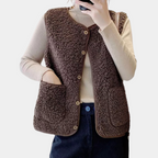 Sherpa vest - trendy knoop-up vest voor dames