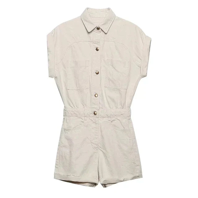 Dames denim playsuit - stijlvolle korte jumpsuit voor zomeruitjes
