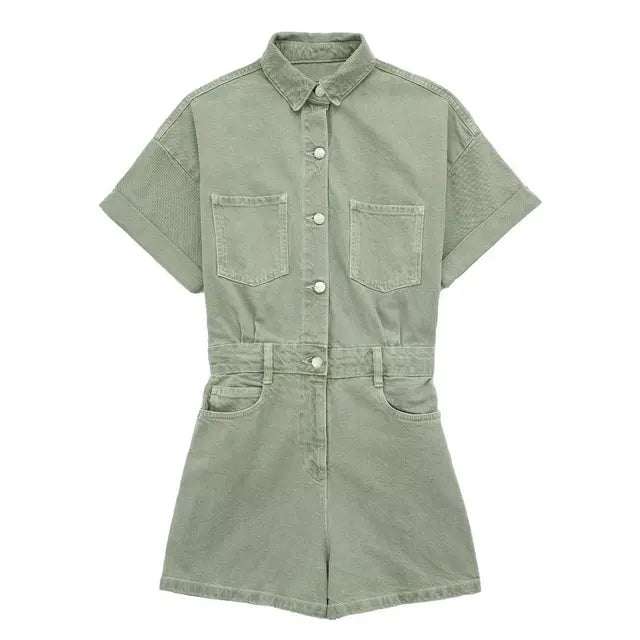 Dames denim playsuit - stijlvolle korte jumpsuit voor zomeruitjes