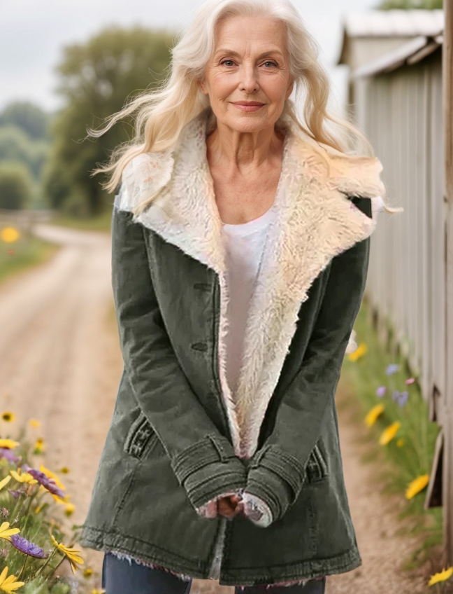 Damesjas met faux shearling voering - elegante wintercoat voor vrouwen