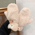 2-delige zachte teddy fleece handschoenen set - warme en gezellige handbescherming voor dames