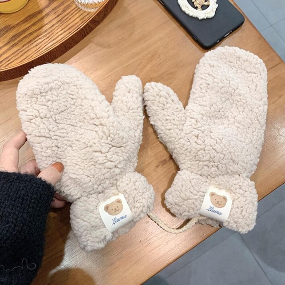 2-delige zachte teddy fleece handschoenen set - warme en gezellige handbescherming voor dames