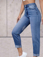 Hoge taille jeans - stijlvolle dames denim slim fit