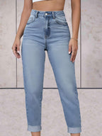 Hoge taille jeans - stijlvolle dames denim slim fit