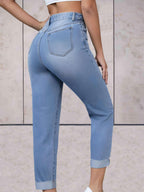 Hoge taille jeans - stijlvolle dames denim slim fit