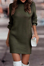 Gebreide jurk - stijlvolle damestrui jurk met hoge hals - Bakkermode.nl