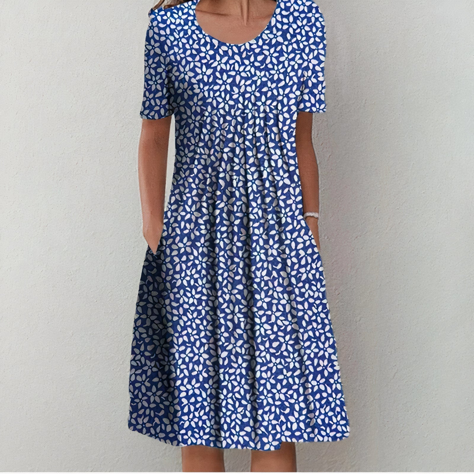 Floral midi-jurk - stijlvolle dames katoenen zomerjurk