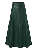 Pu leren maxi rok - verfijnde lange damesrok