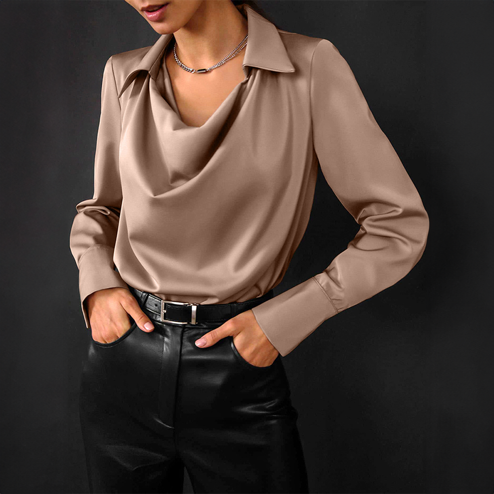Satin blouse - dames top met lange mouwen