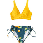 2-delig bikini set - dames wraptop en gemusterde bottoms