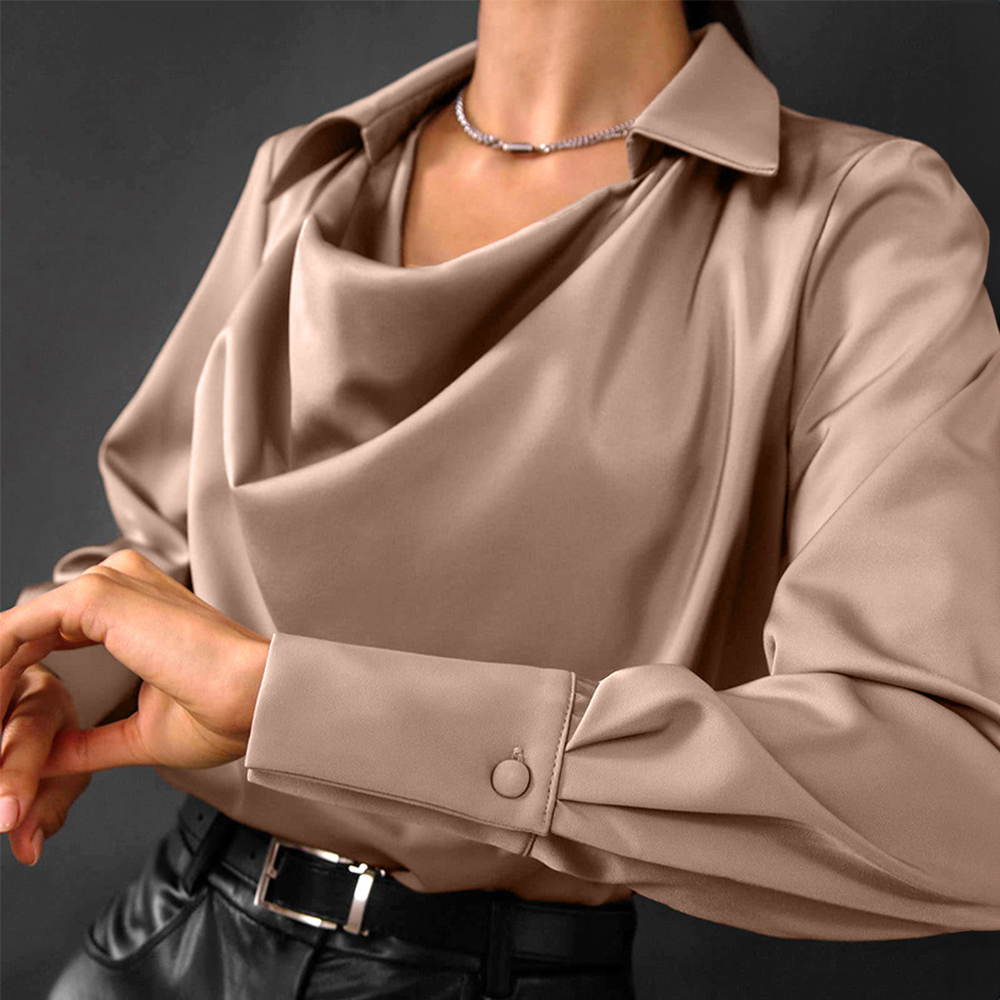 Satin blouse - dames top met lange mouwen