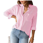 Dames gestreepte blouse met een relaxte pasvorm - veelzijdige casual shirt voor dagelijks gebruik