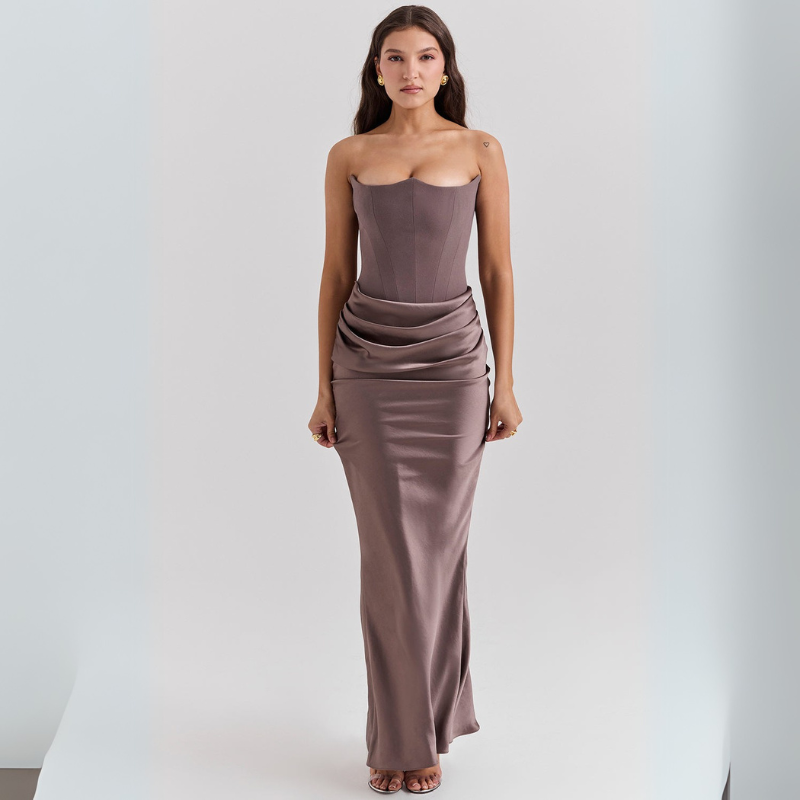 Dames corset stijl maxi jurk - elegante lange avondjurk voor speciale gelegenheden