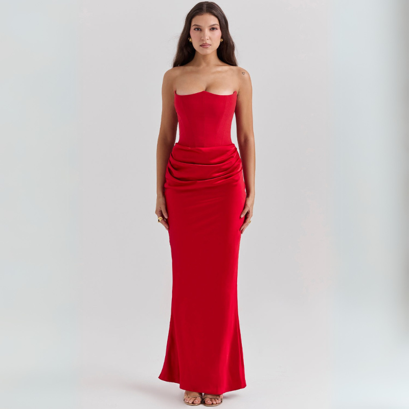 Dames corset stijl maxi jurk - elegante lange avondjurk voor speciale gelegenheden