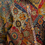 Vintage patterned jacket - dames elegante multikleurige knoopjacket