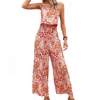 Dames roze bloemen jumpsuit - chique zomerse outfit voor casual gelegenheden