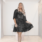 Sprankelende partyjurk - elegante korte damesjurk - Bakkermode.nl